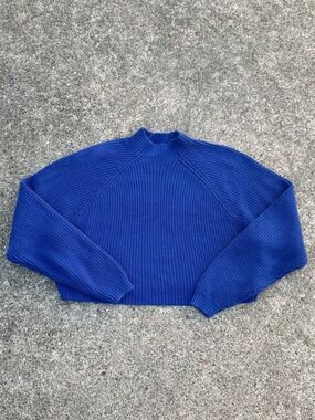 Hollister Royal Blue Mock Neck Ribbed knit Sweater size L